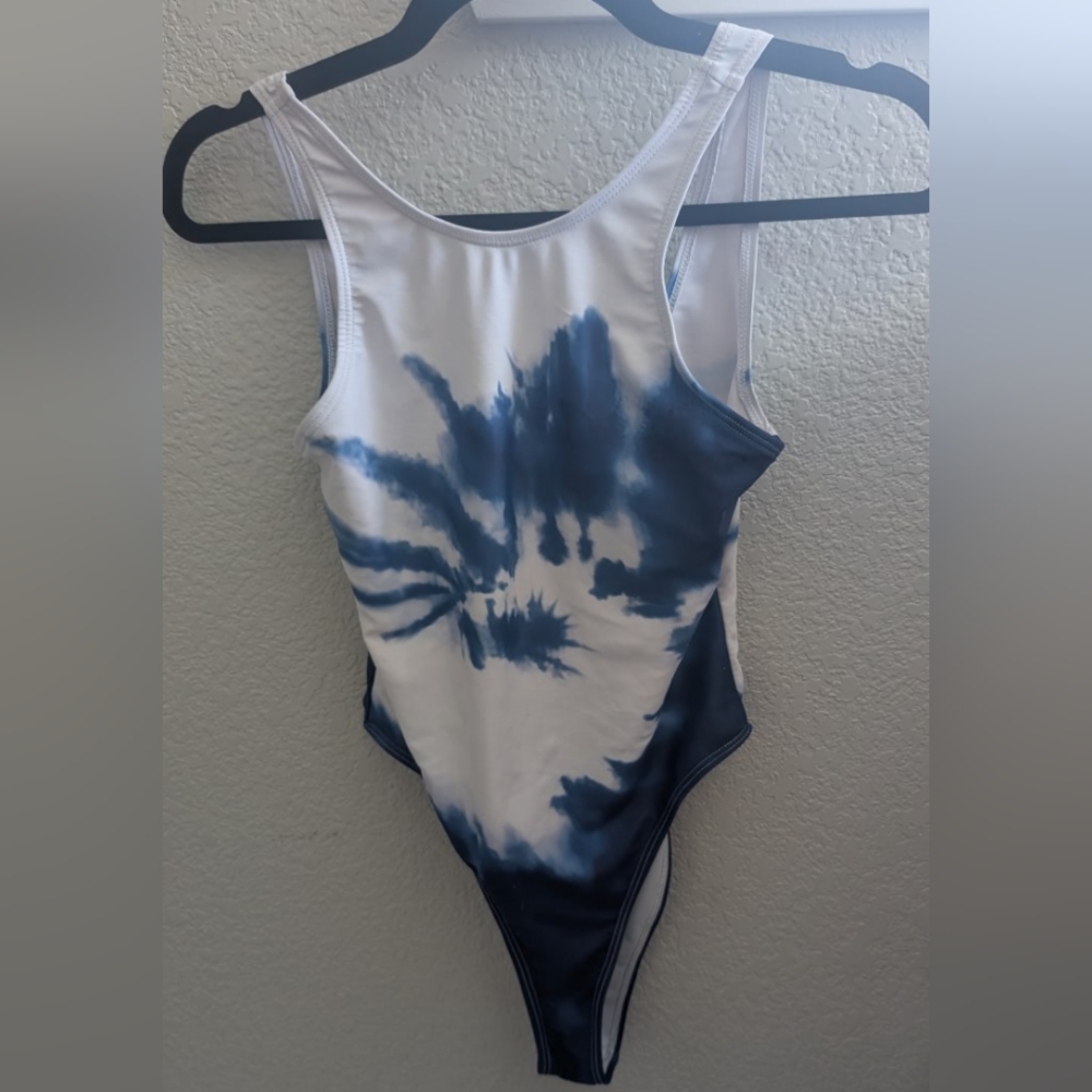 Blue and white one piece